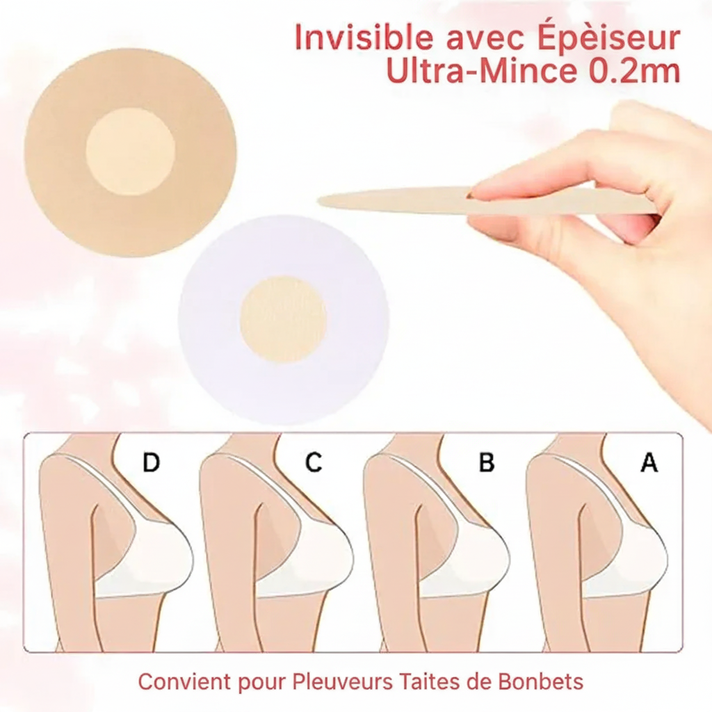Pasties Invisibles 100× — Patches Cache-Tétons Jetables Ultra-Fins